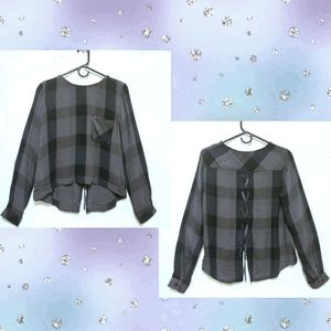 Cloth & Stone Anthro Hi-Low Flannel Tie Back Top